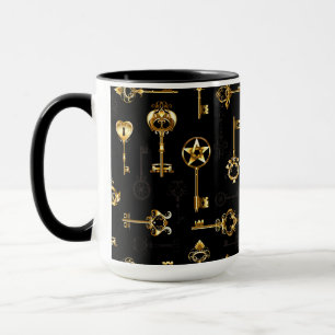 Nahtloses Muster mit Golden Keys Tasse