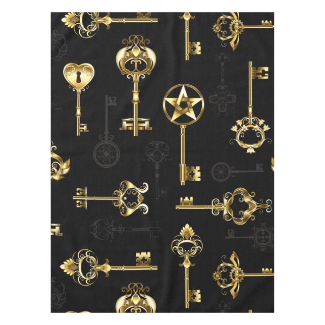 Nahtloses Muster mit Golden Keys Tischdecke (Vorderseite)
