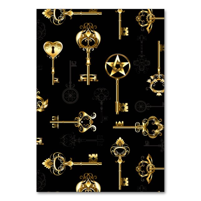 Nahtloses Muster mit Golden Keys Tischnummer (Vorderseite)