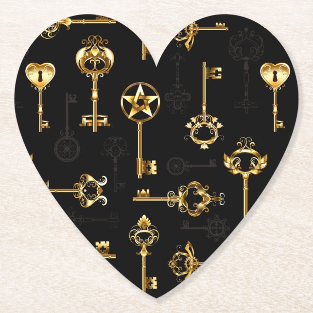 Nahtloses Muster mit Golden Keys Untersetzer (Vorderseite)