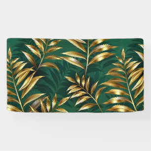 Nahtloses Muster mit goldenen Farnen Banner