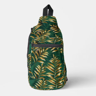 Nahtloses Muster mit goldenen Farnen Crossbody Bag