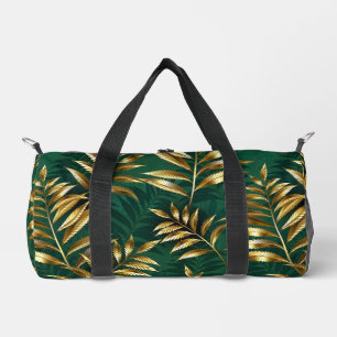 Nahtloses Muster mit goldenen Farnen Duffle Bag