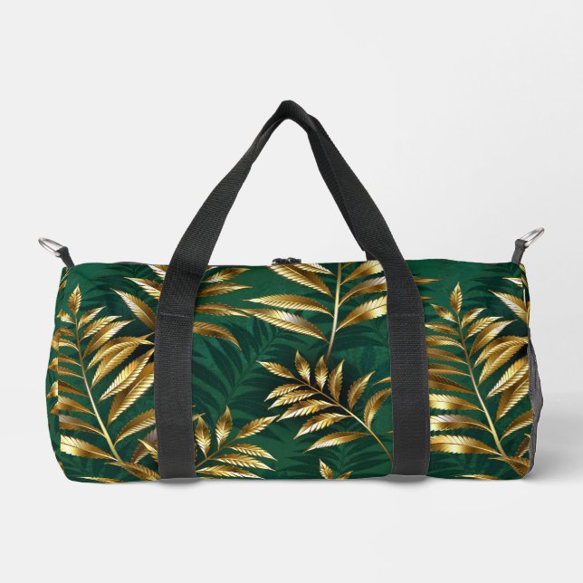 Nahtloses Muster mit goldenen Farnen Duffle Bag (Vorderseite)