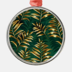 Nahtloses Muster mit goldenen Farnen Ornament Aus Metall