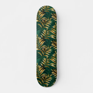 Nahtloses Muster mit goldenen Farnen Skateboard