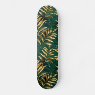 Nahtloses Muster mit goldenen Farnen Skateboard