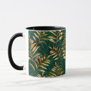 Nahtloses Muster mit goldenen Farnen Tasse
