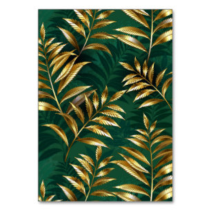 Nahtloses Muster mit goldenen Farnen Tischnummer