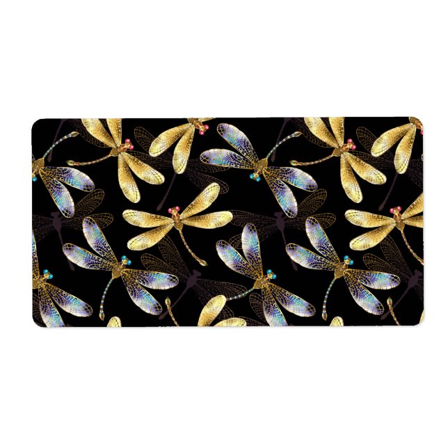 Nahtloses Muster mit goldenen Libellen (Vorne)