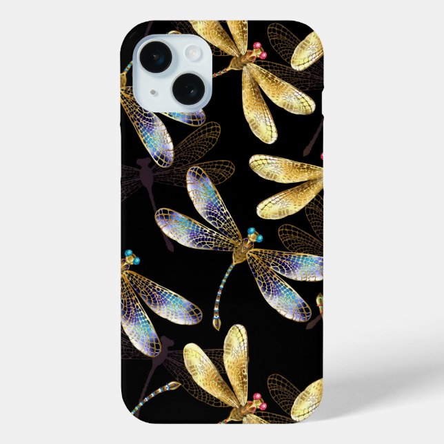 Nahtloses Muster mit goldenen Libellen Case-Mate iPhone Hülle (Rückseite)