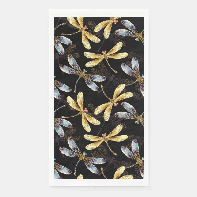 Nahtloses Muster mit goldenen Libellen Serviette (Vorderseite)