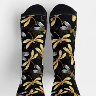 Nahtloses Muster mit goldenen Libellen Socken