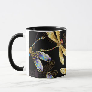 Nahtloses Muster mit goldenen Libellen Tasse