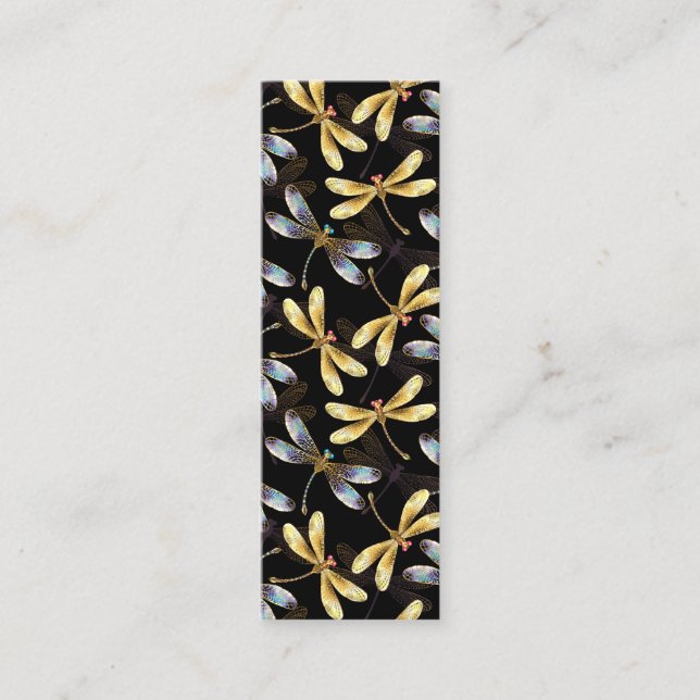 Nahtloses Muster mit goldenen Libellen Telefonnummerkarte (Vorderseite)