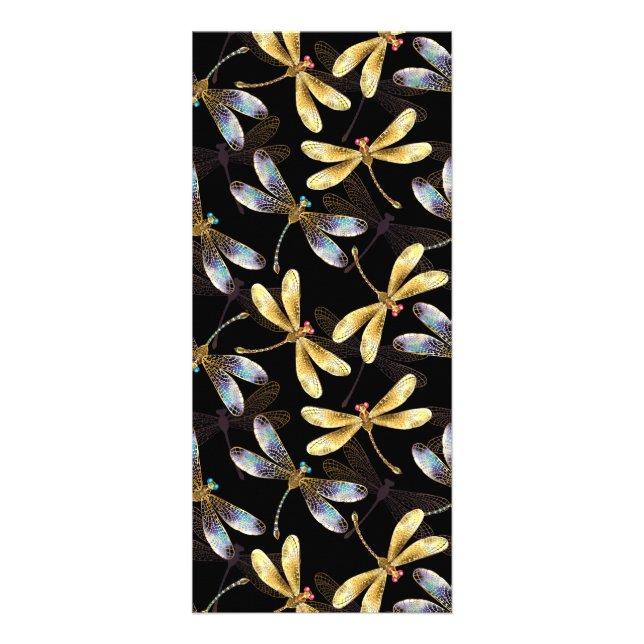 Nahtloses Muster mit goldenen Libellen Werbekarte (Vorne)