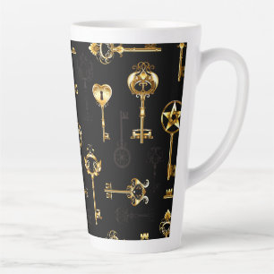 Nahtloses Muster mit goldenen Schlüsseln Milchtasse