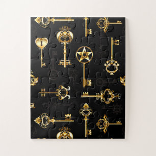 Nahtloses Muster mit goldenen Schlüsseln Puzzle