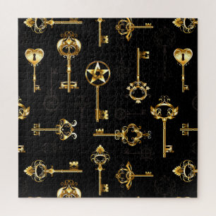 Nahtloses Muster mit goldenen Schlüsseln Puzzle