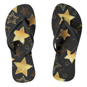 Nahtloses Muster mit goldenen Sternen Flip Flops
