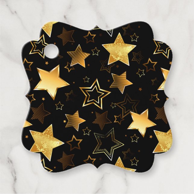 Nahtloses Muster mit goldenen Sternen Geschenkanhänger (Vorderseite)