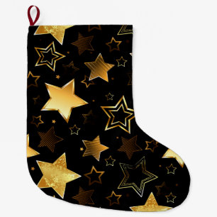 Nahtloses Muster mit goldenen Sternen Großer Weihnachtsstrumpf