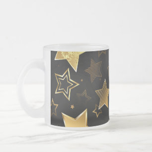 Nahtloses Muster mit goldenen Sternen Mattglastasse
