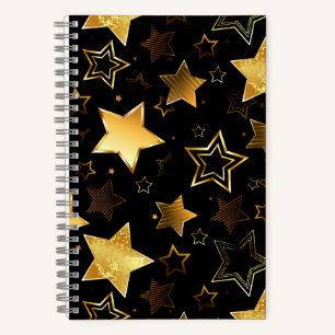 Nahtloses Muster mit goldenen Sternen Notizbuch