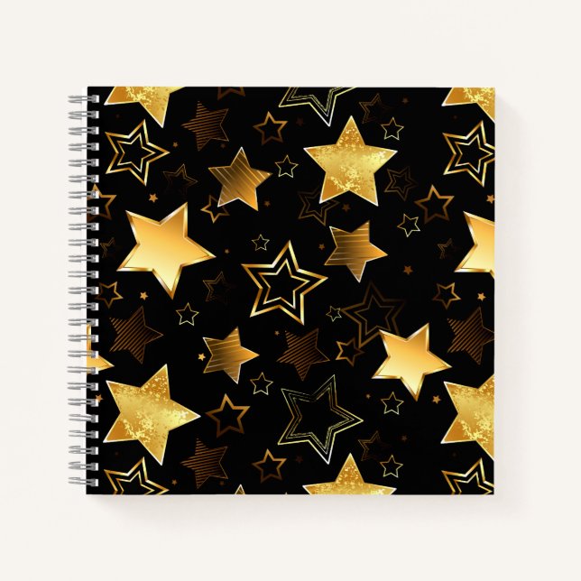 Nahtloses Muster mit goldenen Sternen Notizbuch (Vorderseite)