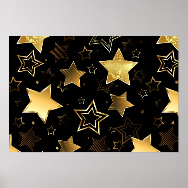 Nahtloses Muster mit goldenen Sternen Poster (Vorne)