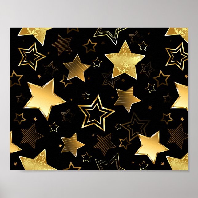 Nahtloses Muster mit goldenen Sternen Poster (Vorne)