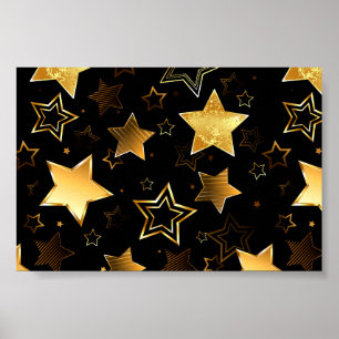 Nahtloses Muster mit goldenen Sternen Poster