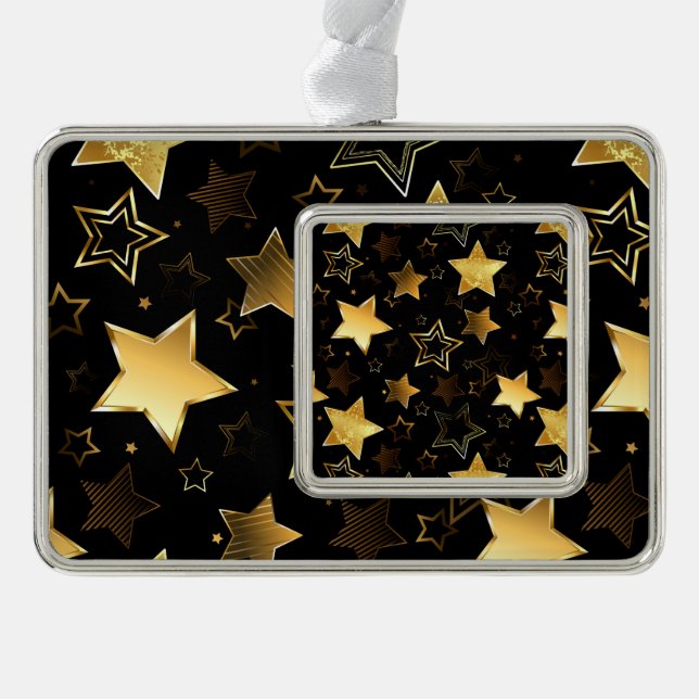 Nahtloses Muster mit goldenen Sternen Rahmen-Ornament Silber (Vorderseite)