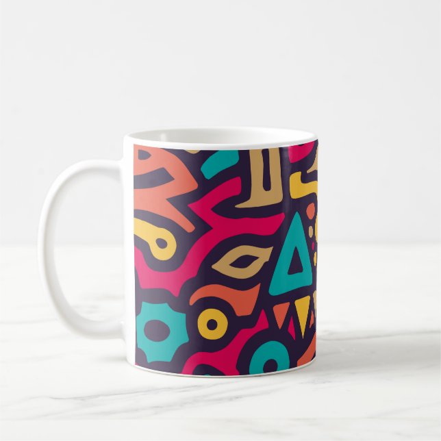 Nahtloses Muster mit Graffiti Curve Formen. Mischu Kaffeetasse (Links)