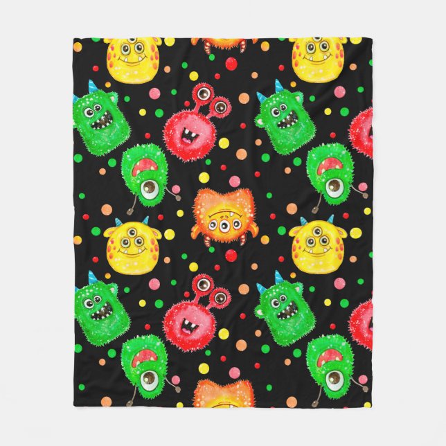 Nahtloses Muster mit handgemalten Wasserfarben nie Fleecedecke (Vorderseite)