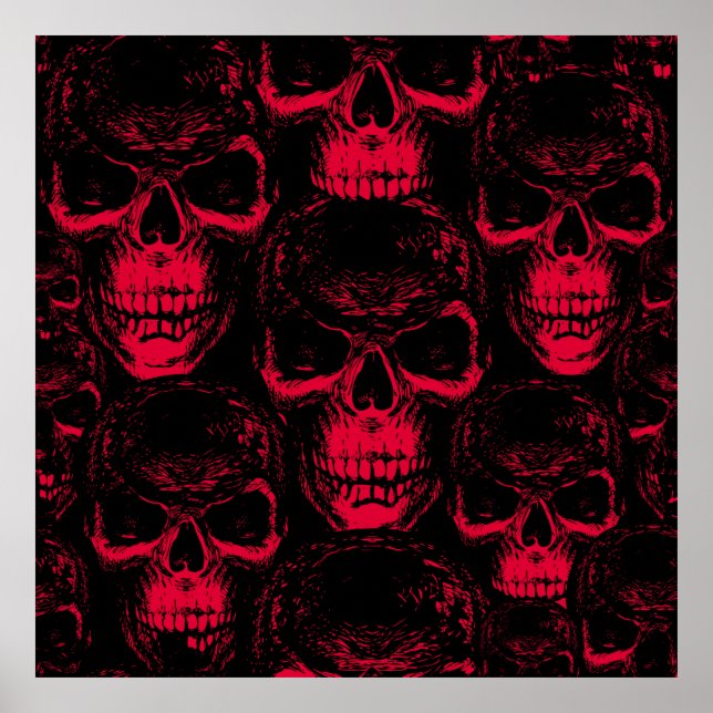 Nahtloses Muster mit handgezeichnet finsterem mens Poster (Vorne)