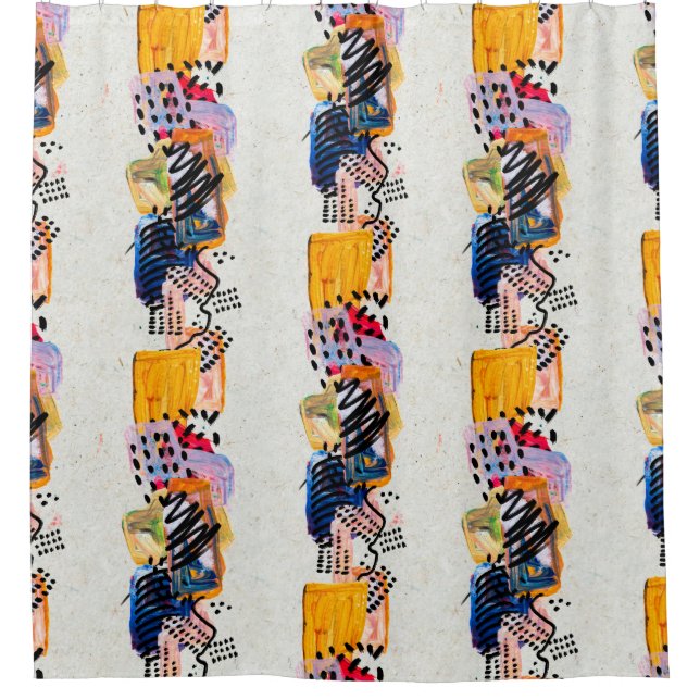 Nahtloses Muster mit handgezeichneten Pinselstrich Duschvorhang (Vorderseite)