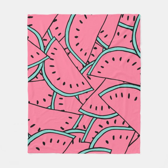 Nahtloses Muster mit handgezeichneten Wassermelone Fleecedecke (Vorderseite)