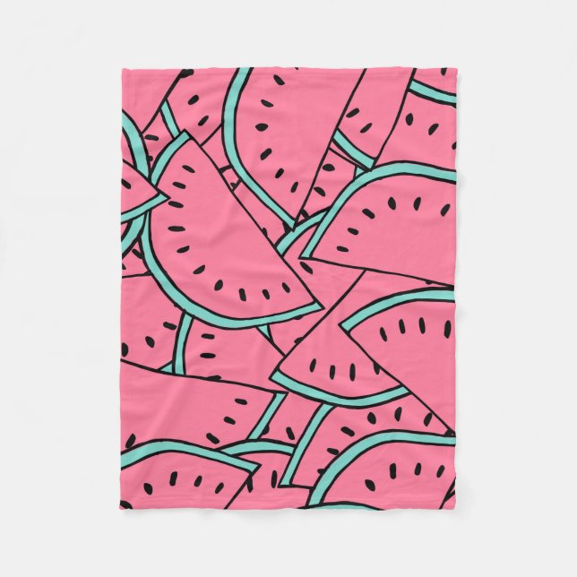 Nahtloses Muster mit handgezeichneten Wassermelone Fleecedecke (Vorderseite)