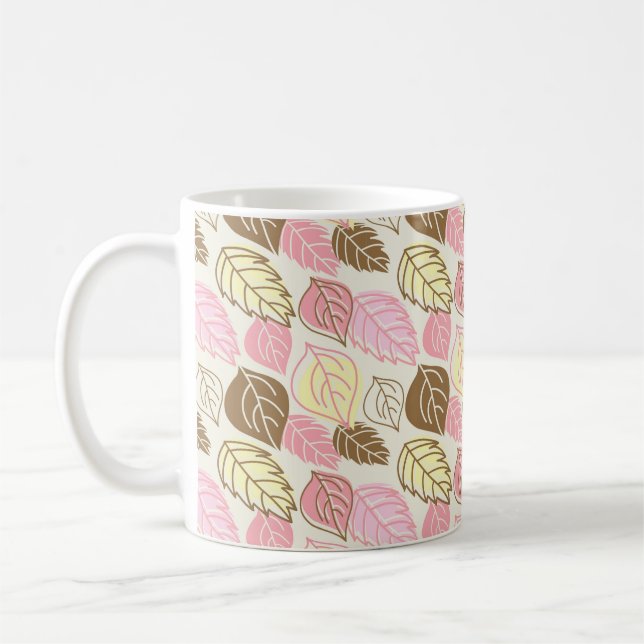 Nahtloses Muster mit Herbstblättern Kaffeetasse (Links)