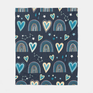 Nahtloses Muster mit Herz, Regenbogen und Zelesti Fleecedecke