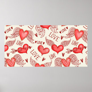 Nahtloses Muster mit Herzen. Happy Valentine's Da Poster
