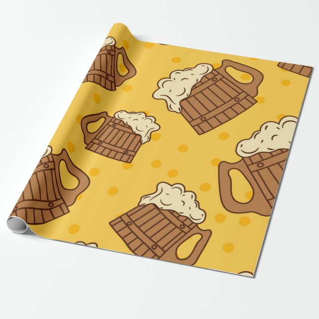 Nahtloses Muster mit Holzfaser-Bier, p Geschenkpapier (Ungerollt)