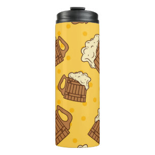 Nahtloses Muster mit Holzfaser-Bier, p Thermosbecher
