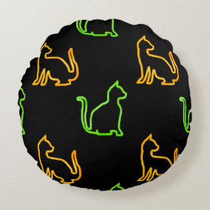 Nahtloses Muster mit Katzenabstract,tier,kunst,kun Rundes Kissen