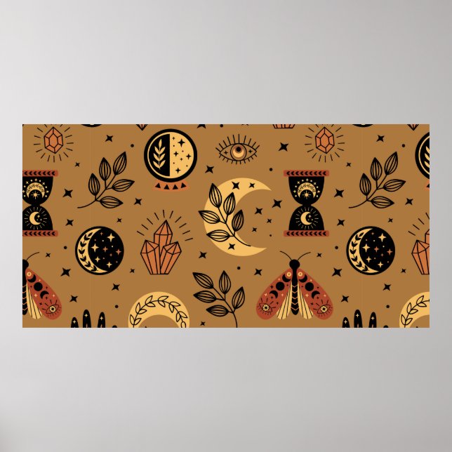 Nahtloses Muster mit magischen Elementen Poster (Vorne)