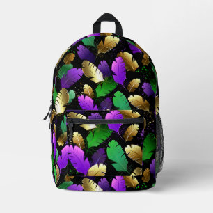 Nahtloses Muster mit Mardi Gras-Federn Bedruckter Rucksack