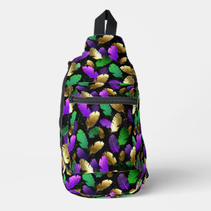 Nahtloses Muster mit Mardi Gras-Federn Crossbody Bag