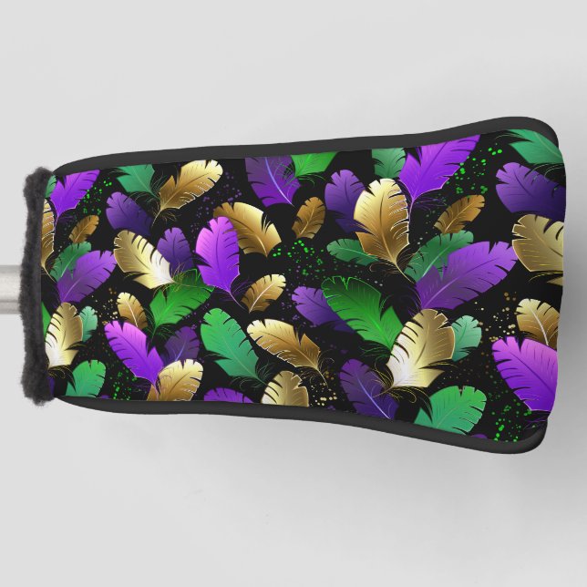 Nahtloses Muster mit Mardi Gras-Federn Golf Headcover (Vorderseite)