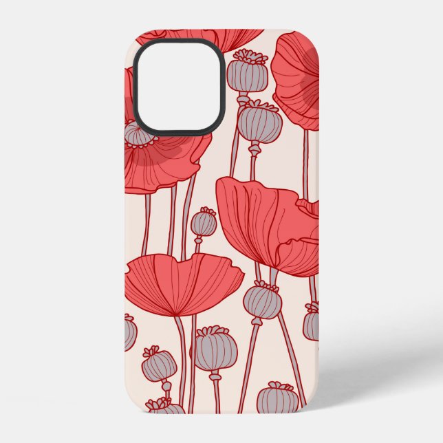 Nahtloses Muster mit Mohn.  iPhone Hülle (Rückseite)